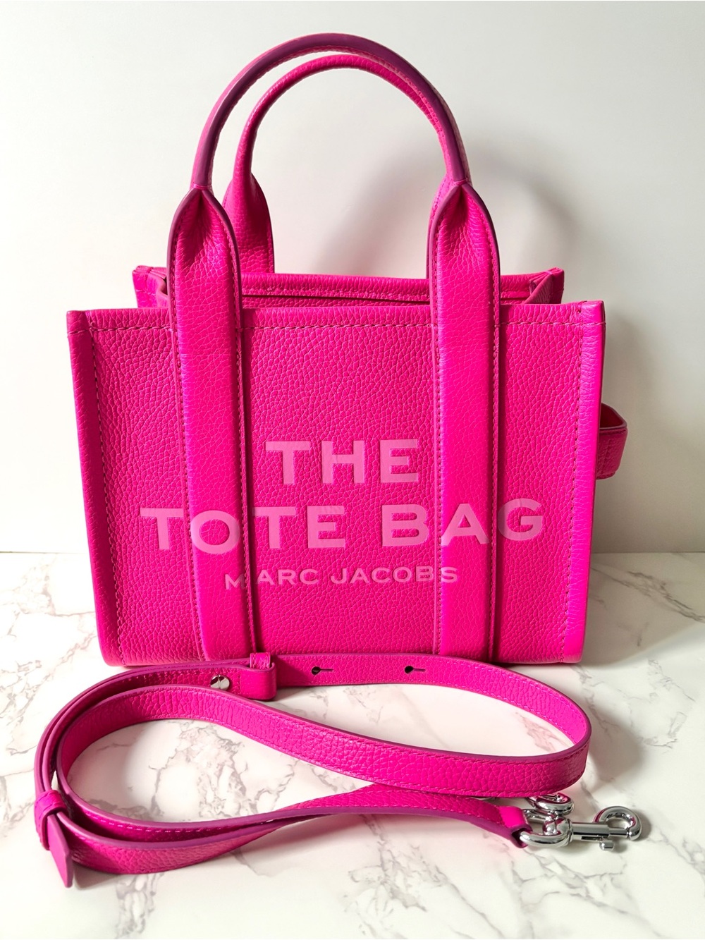 Marc Jacobs Small Leather Tote Bag Hot Pink